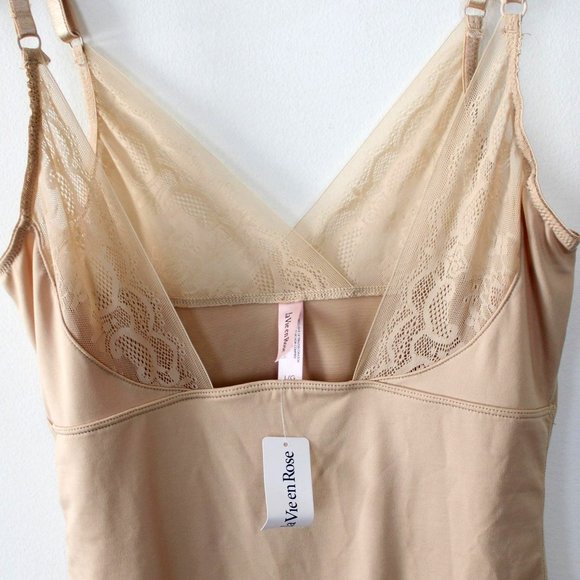 La Vie En Rose Bodysuit Large Beige Teddy Women's Lace New with Tags T22 - Picture 14 of 14